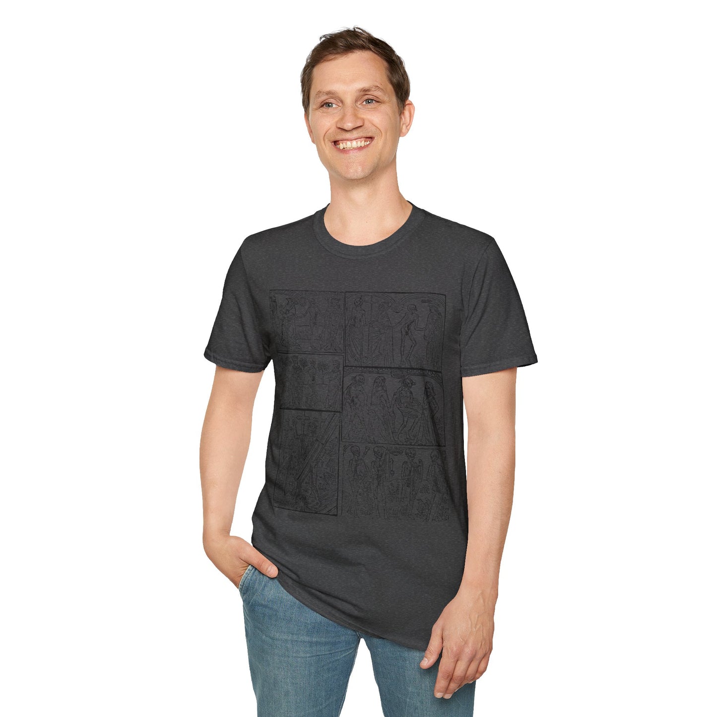 Ancient Greek Comic Panel T-Shirt — Classical Myth Sketch Art