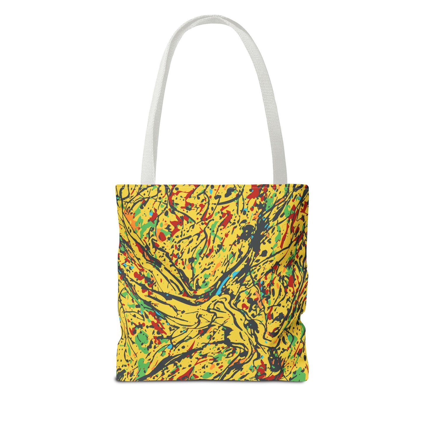 Abstract Yellow Splash Tote Bag — Vibrant Paint-Splatter AOP Tote