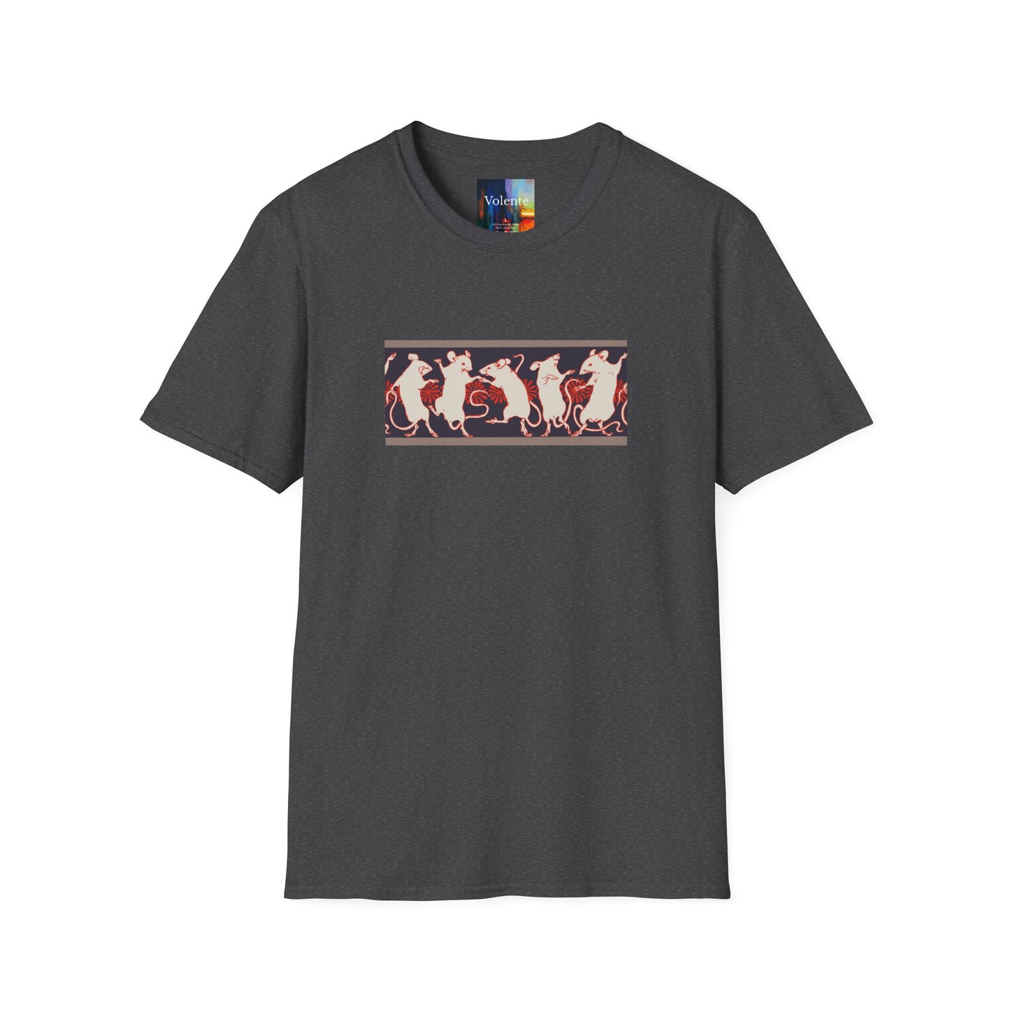 Dancing Rats Graphic T-Shirt — Vintage Folk Art Rodent Design