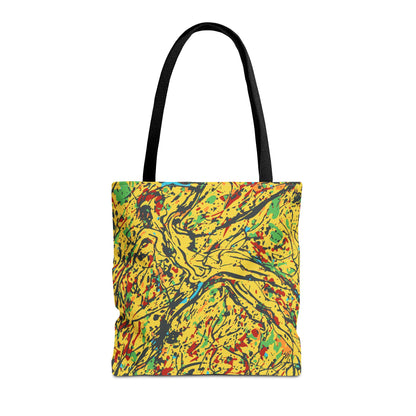 Abstract Yellow Splash Tote Bag — Vibrant Paint-Splatter AOP Tote