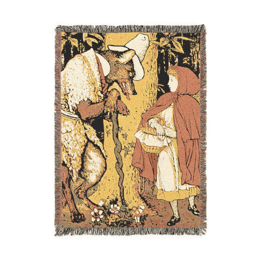 Woven Blanket — Vintage Fairy Tale Tapestry Throw (Storybook Illustration)