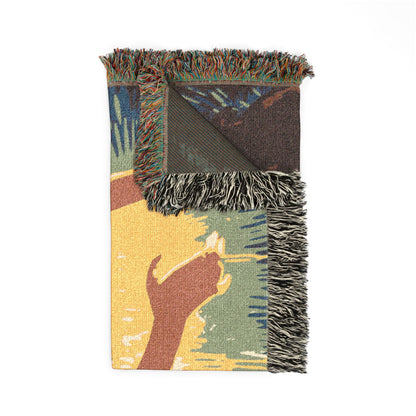 Artistic Woven Blanket — Retro Abstract Figure Throw for Home Décor