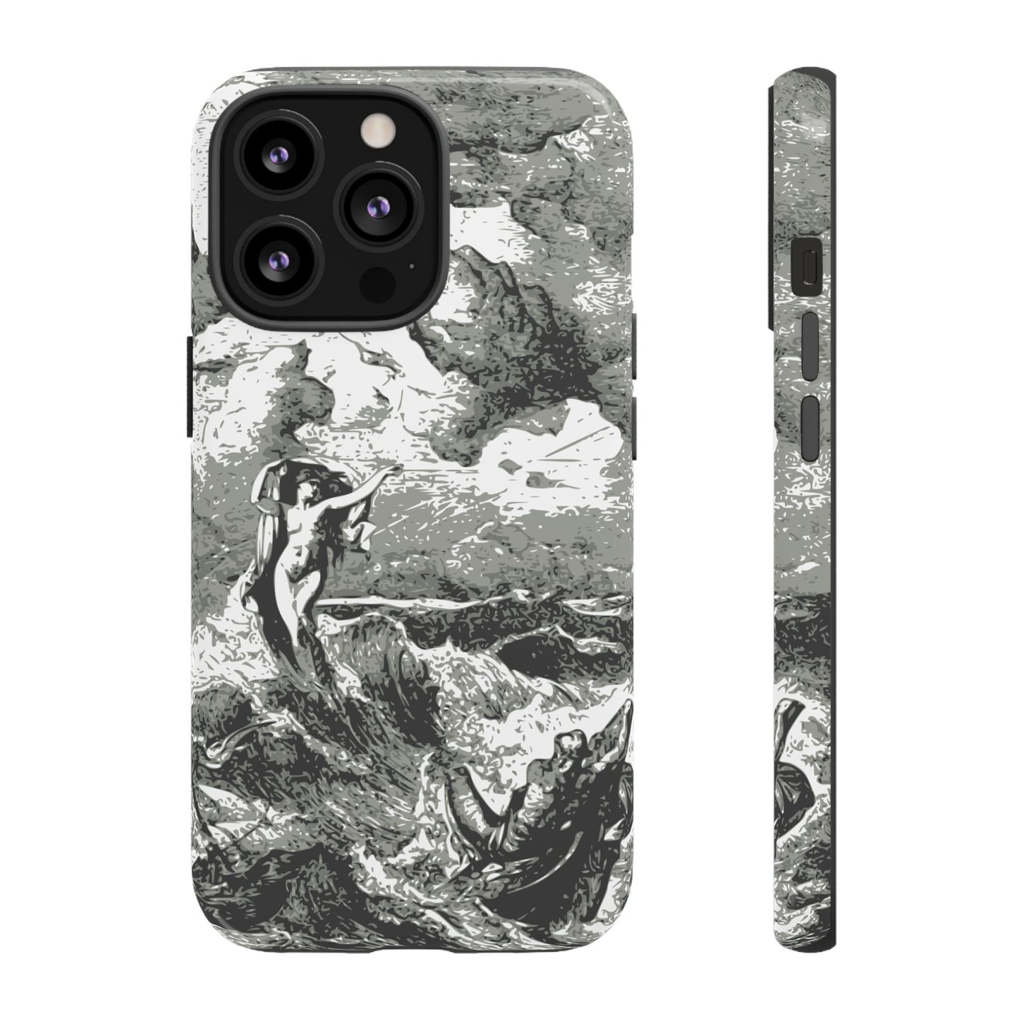 Vintage Ocean Art Phone Case — Mythic Sea Illustration Tough Case