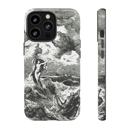 Vintage Ocean Art Phone Case — Mythic Sea Illustration Tough Case