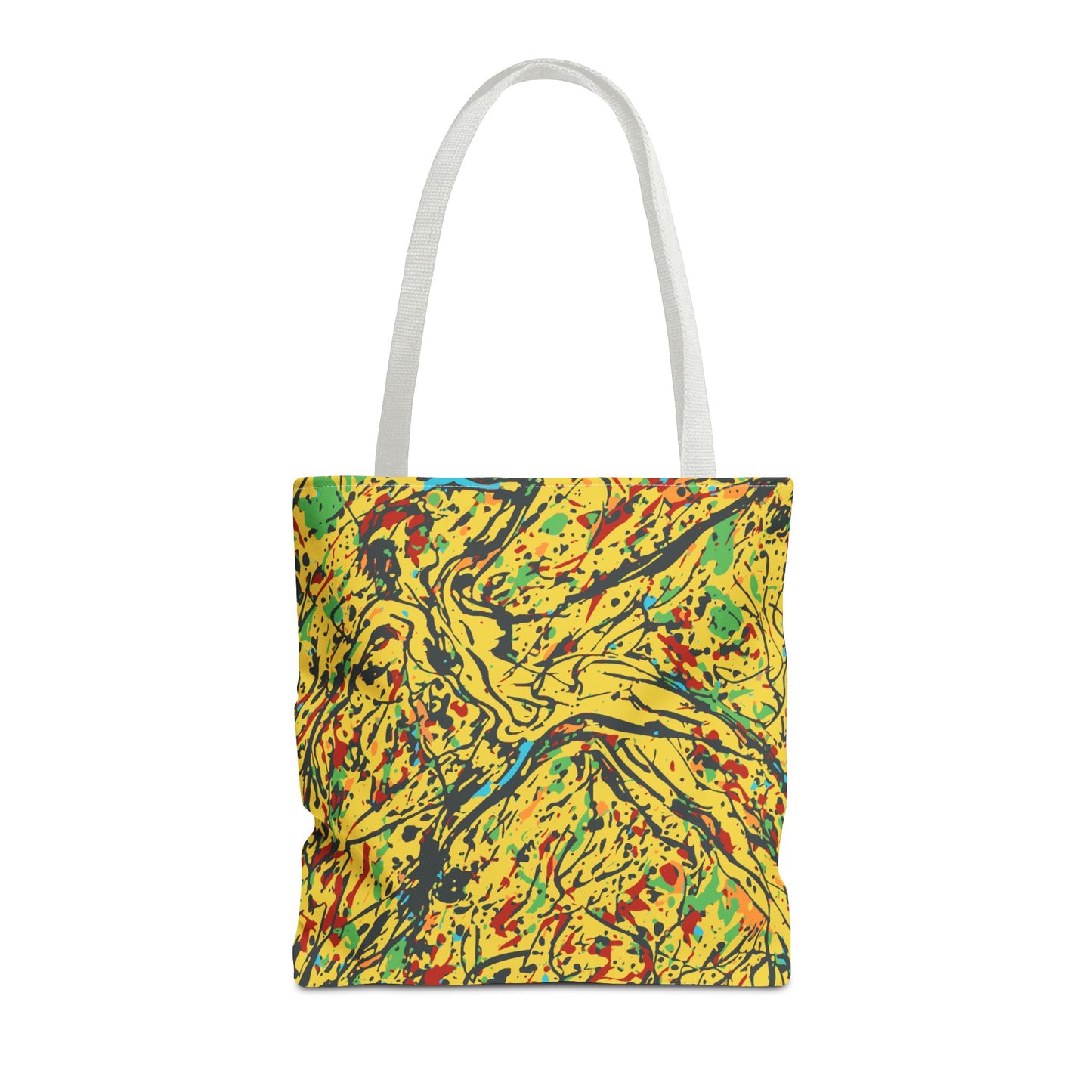Abstract Yellow Splash Tote Bag — Vibrant Paint-Splatter AOP Tote