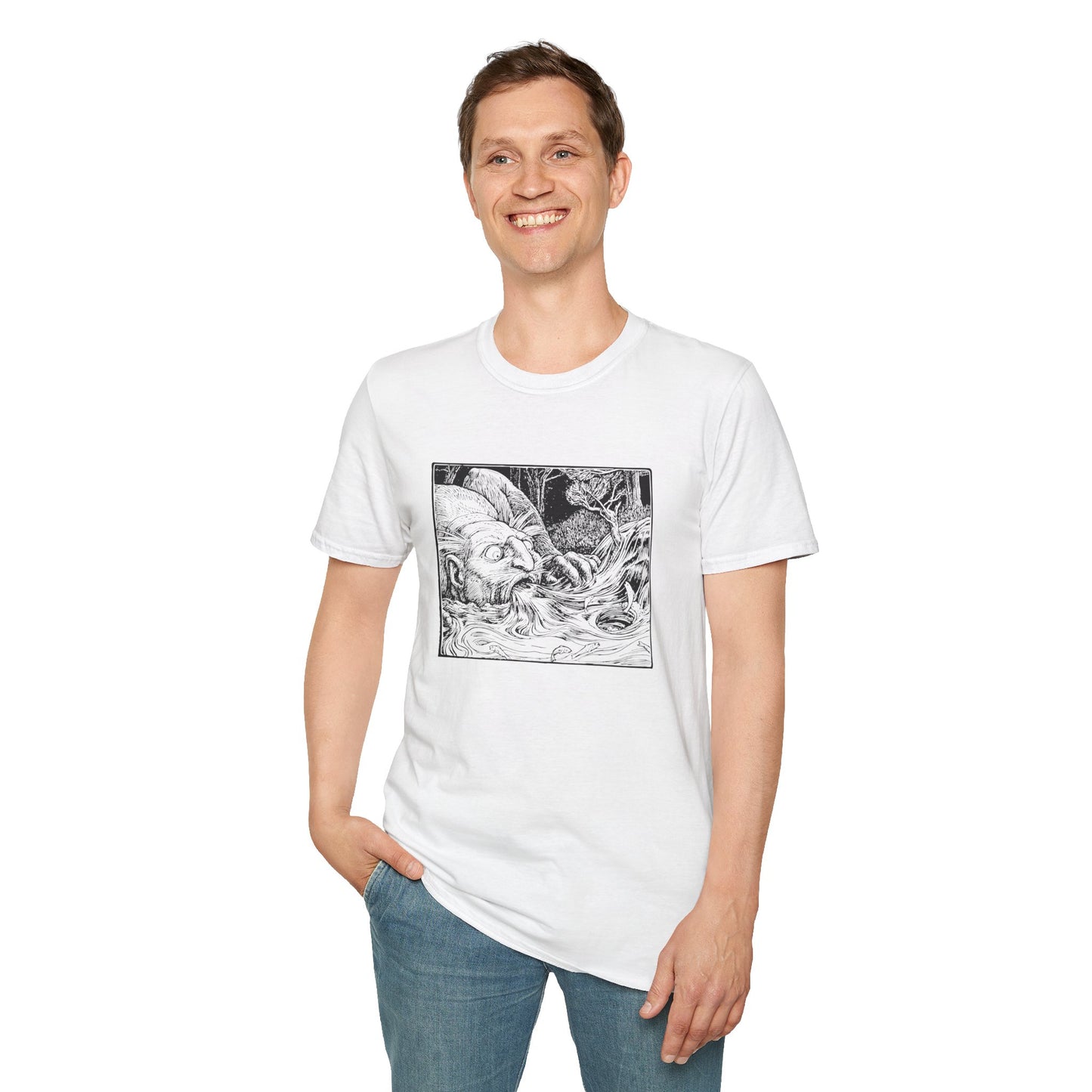 Sketched Sea Serpent T-Shirt — Mythical Monochrome Nautical Graphic Tee