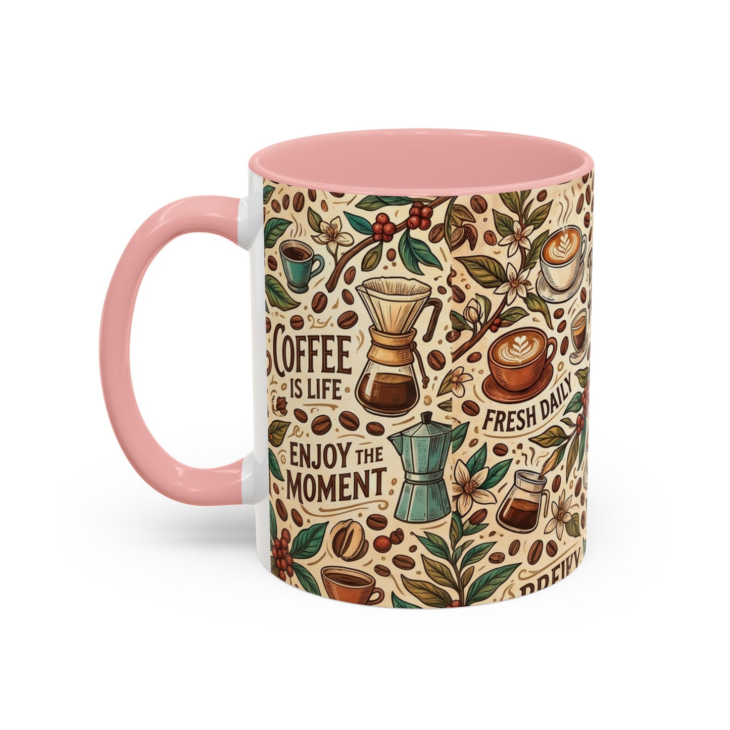Coffee Mug — "Brew Happy" Ceramic Accent Mug (11/15 oz)
