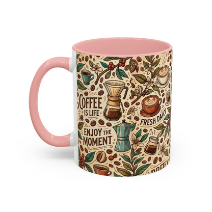 Coffee Mug — "Brew Happy" Ceramic Accent Mug (11/15 oz)