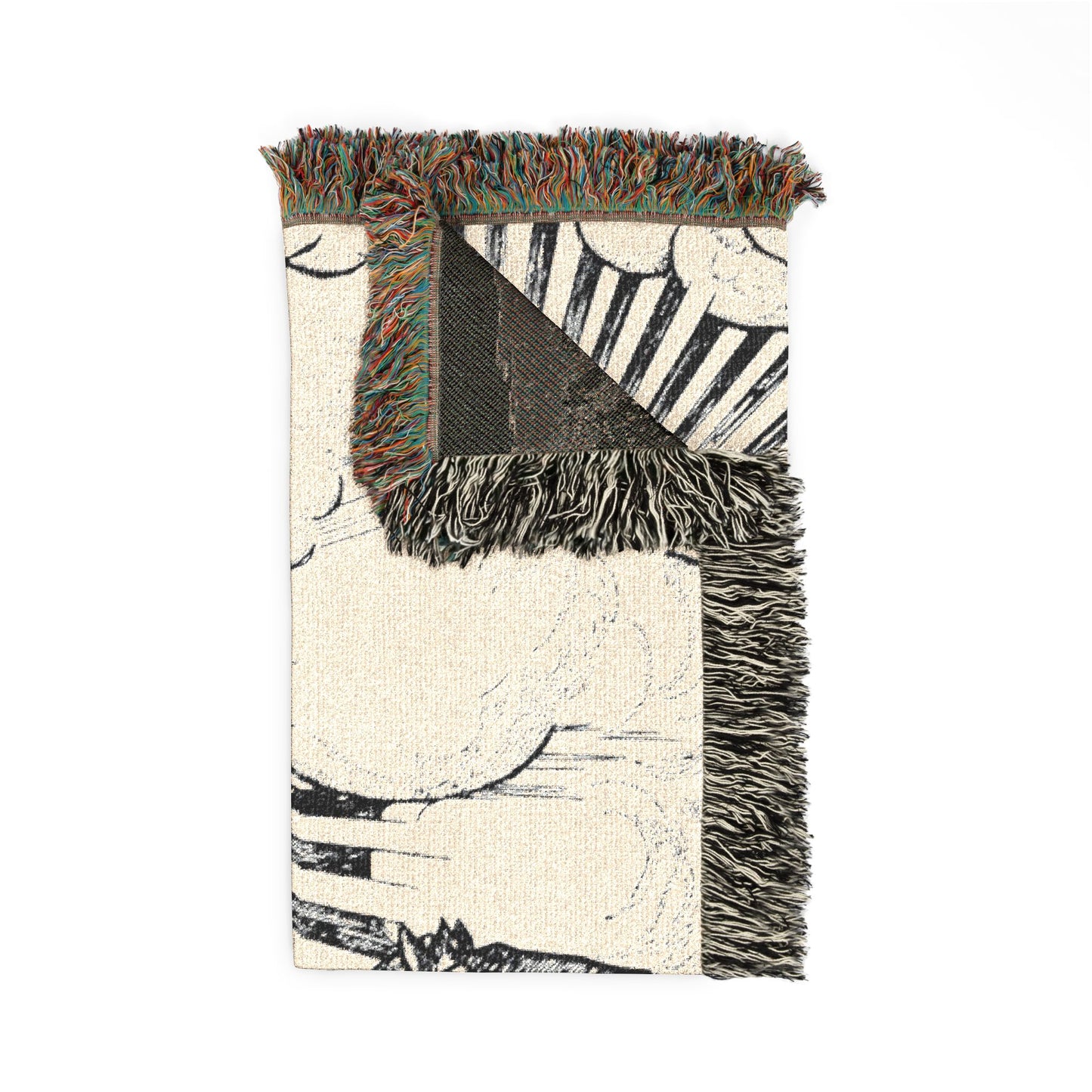 Celestial Sun & Swan Woven Blanket — Vintage Mythic Tapestry Throw
