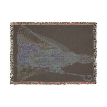 Saint Bishop Woven Blanket – Religious Throw with Cloaked Clergyman Design