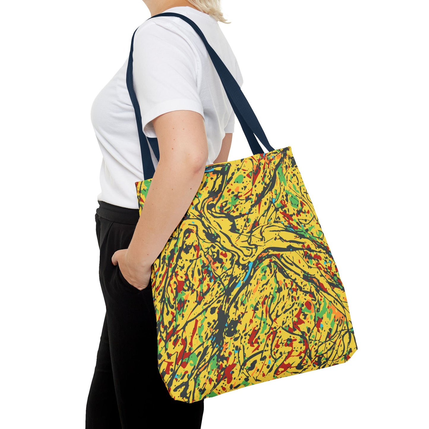 Abstract Yellow Splash Tote Bag — Vibrant Paint-Splatter AOP Tote