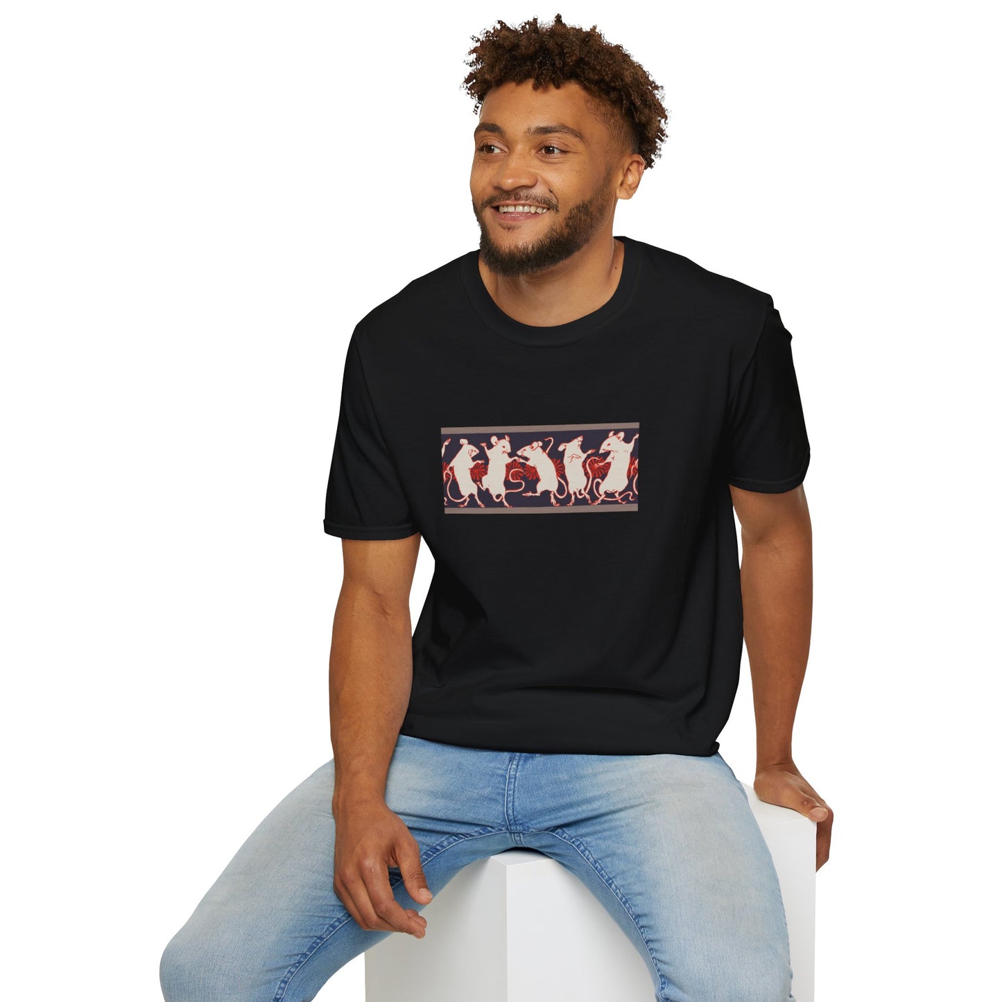 Dancing Rats Graphic T-Shirt — Vintage Folk Art Rodent Design