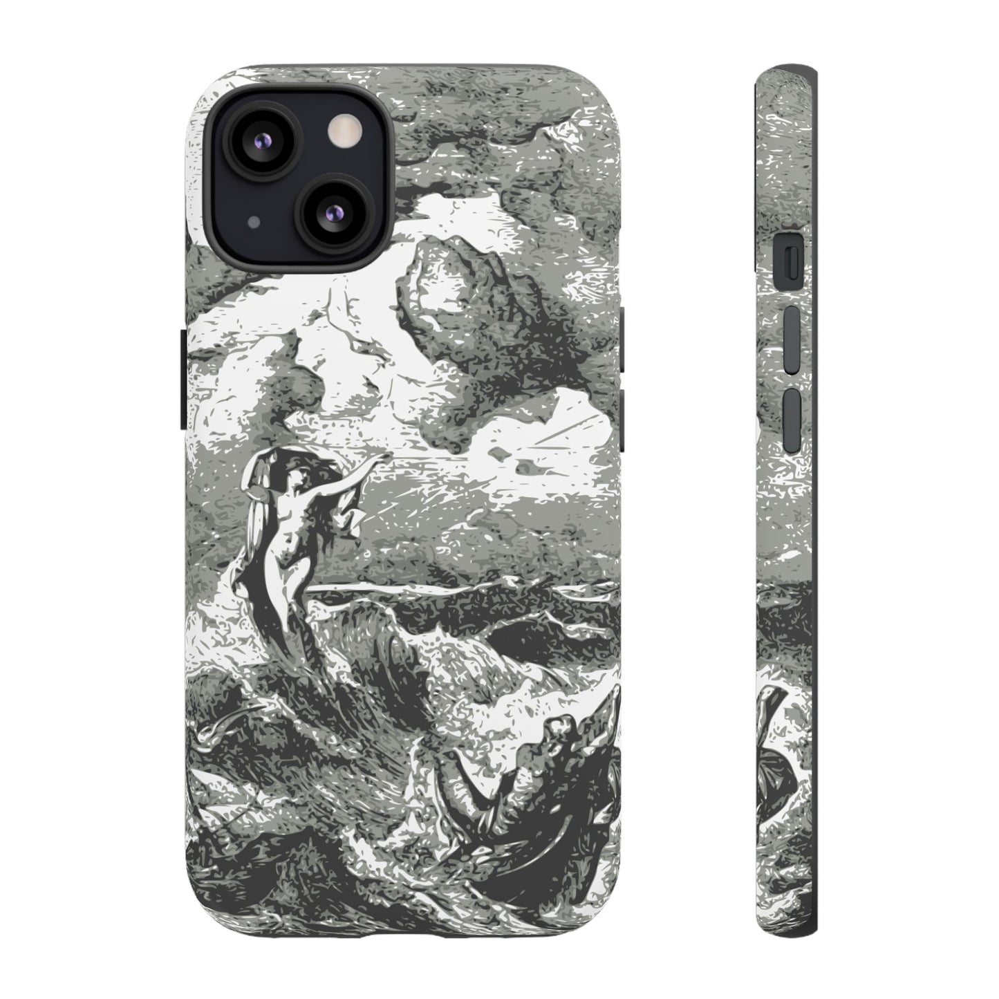 Vintage Ocean Art Phone Case — Mythic Sea Illustration Tough Case