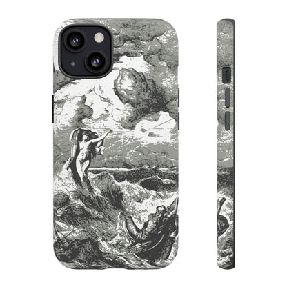 Vintage Ocean Art Phone Case — Mythic Sea Illustration Tough Case
