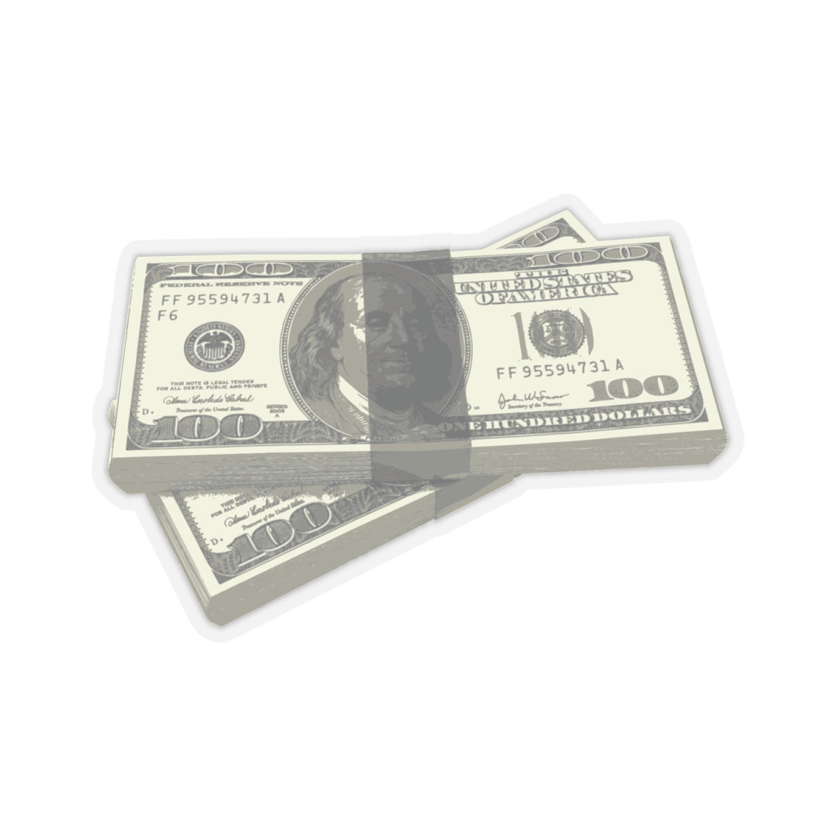 Money Stack Sticker — Realistic 100 Bill Kiss-Cut Decal