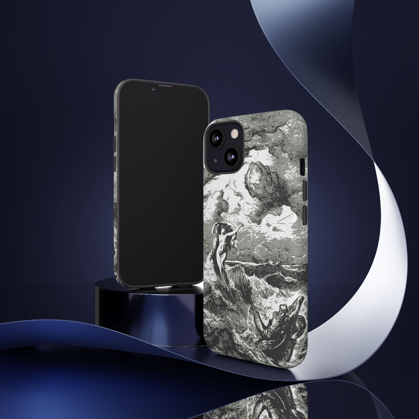 Vintage Ocean Art Phone Case — Mythic Sea Illustration Tough Case