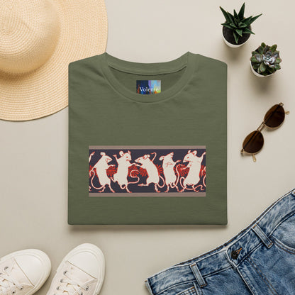 Dancing Rats Graphic T-Shirt — Vintage Folk Art Rodent Design