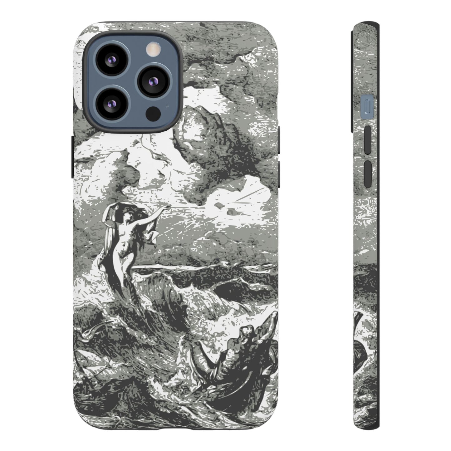 Vintage Ocean Art Phone Case — Mythic Sea Illustration Tough Case