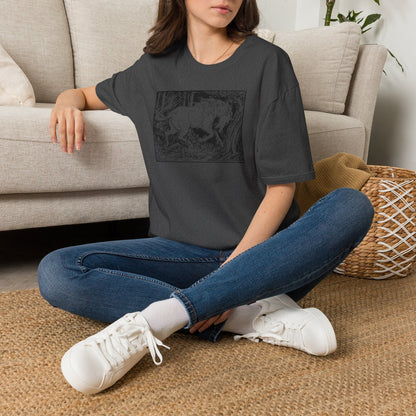 Mystic Forest Unicorn T-Shirt — Hand-Drawn Monochrome Fantasy Tee