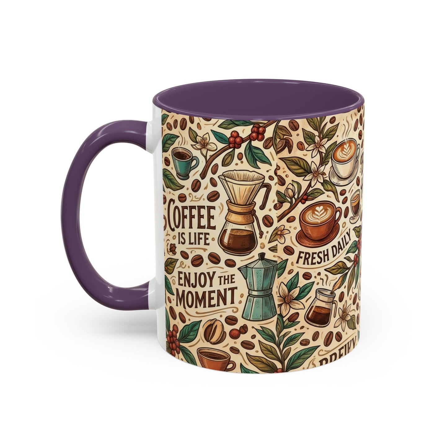 Coffee Mug — "Brew Happy" Ceramic Accent Mug (11/15 oz)