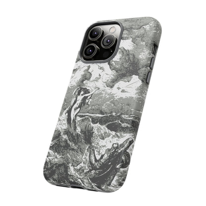 Vintage Ocean Art Phone Case — Mythic Sea Illustration Tough Case