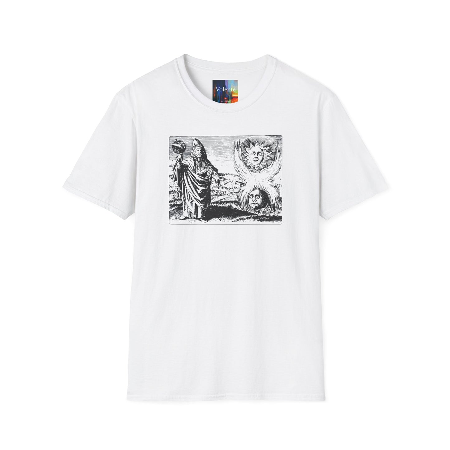 Vintage Alchemy Art Tee — Sun & Moon Esoteric Illustration T-Shirt