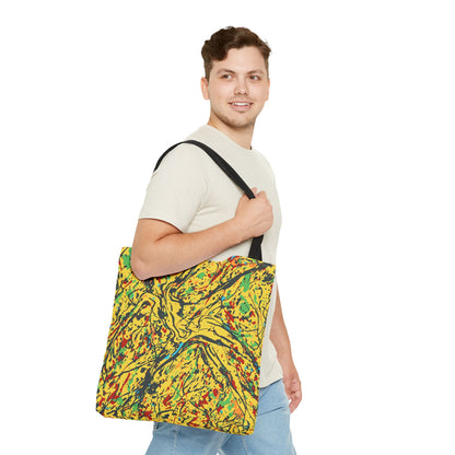 Abstract Yellow Splash Tote Bag — Vibrant Paint-Splatter AOP Tote