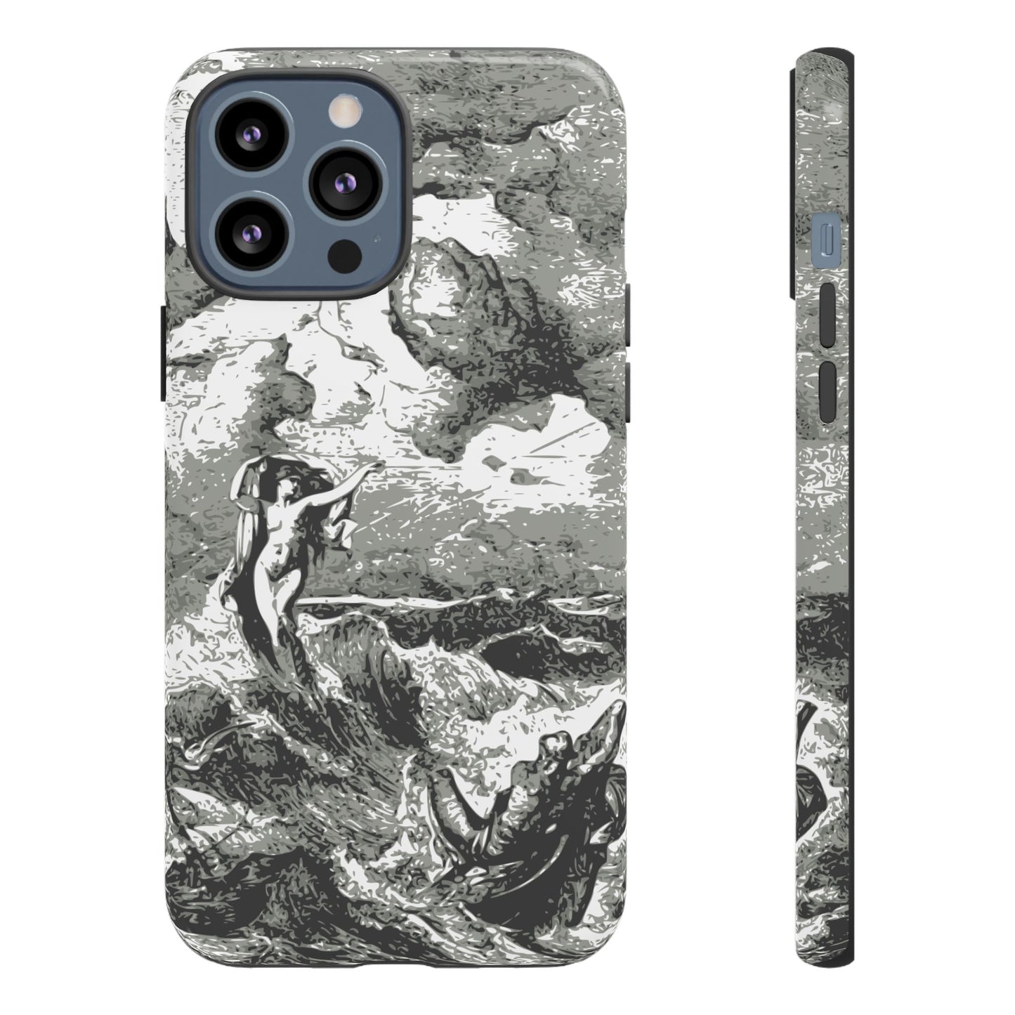 Vintage Ocean Art Phone Case — Mythic Sea Illustration Tough Case