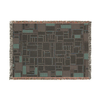 Modern Geometric Woven Blanket — Mid-Century Rectangle Pattern Throw