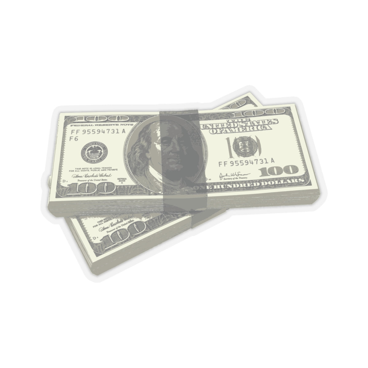 Money Stack Sticker — Realistic 100 Bill Kiss-Cut Decal