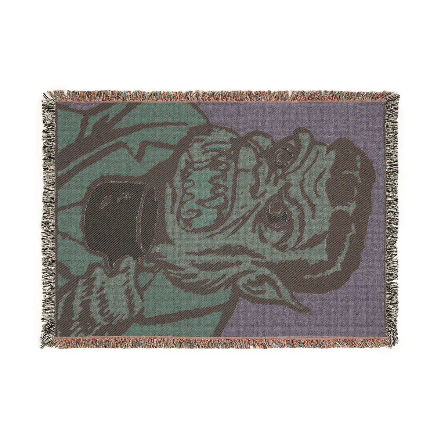 Horror Monster Woven Blanket — Retro Creature Throw for Halloween Decor