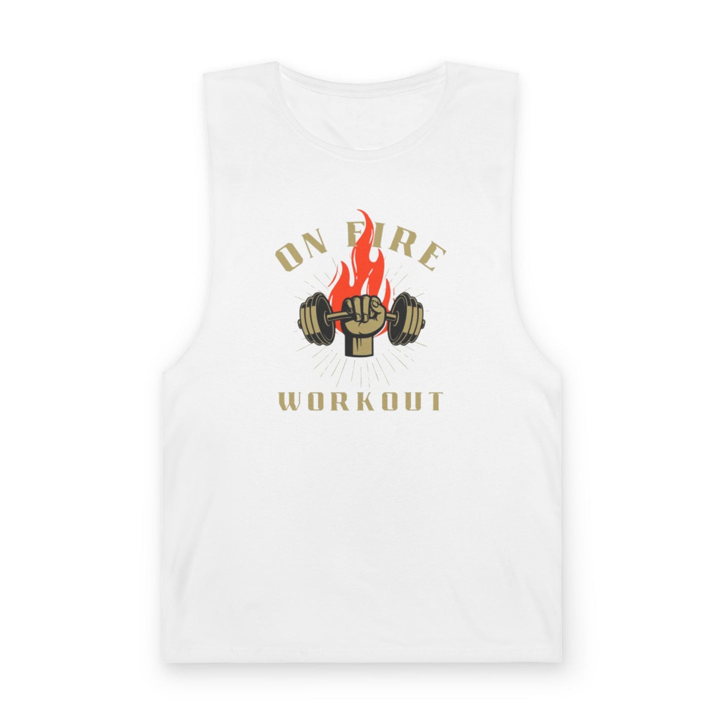 Workout Tank Top — "On Fire" Flaming Dumbbell Gym Tank