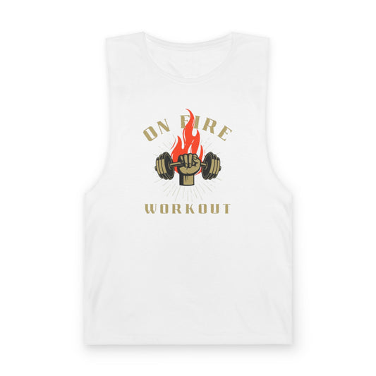 Workout Tank Top — "On Fire" Flaming Dumbbell Gym Tank