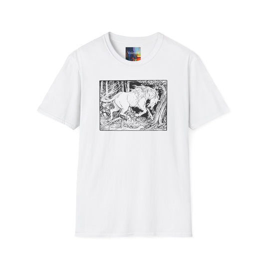 Mystic Forest Unicorn T-Shirt — Hand-Drawn Monochrome Fantasy Tee