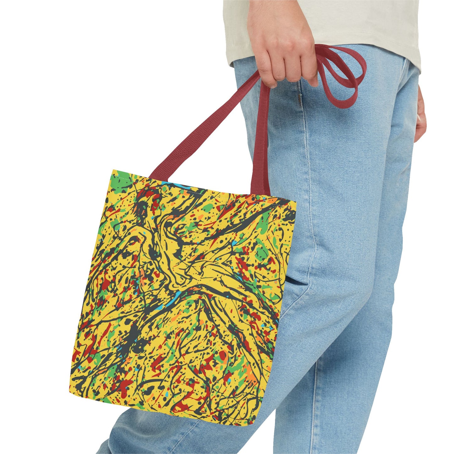 Abstract Yellow Splash Tote Bag — Vibrant Paint-Splatter AOP Tote