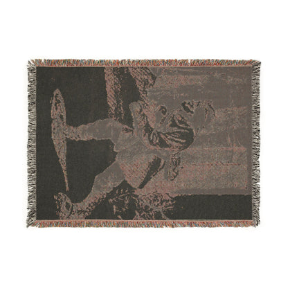Vintage Ice Skater Woven Blanket — Retro Figure Skating Throw