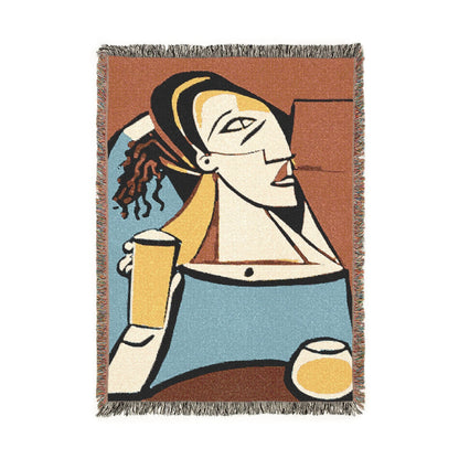 Cubist Art Woven Blanket — Modern Picasso-Style Decorative Throw