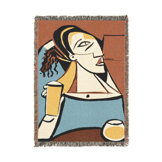 Cubist Art Woven Blanket — Modern Picasso-Style Decorative Throw