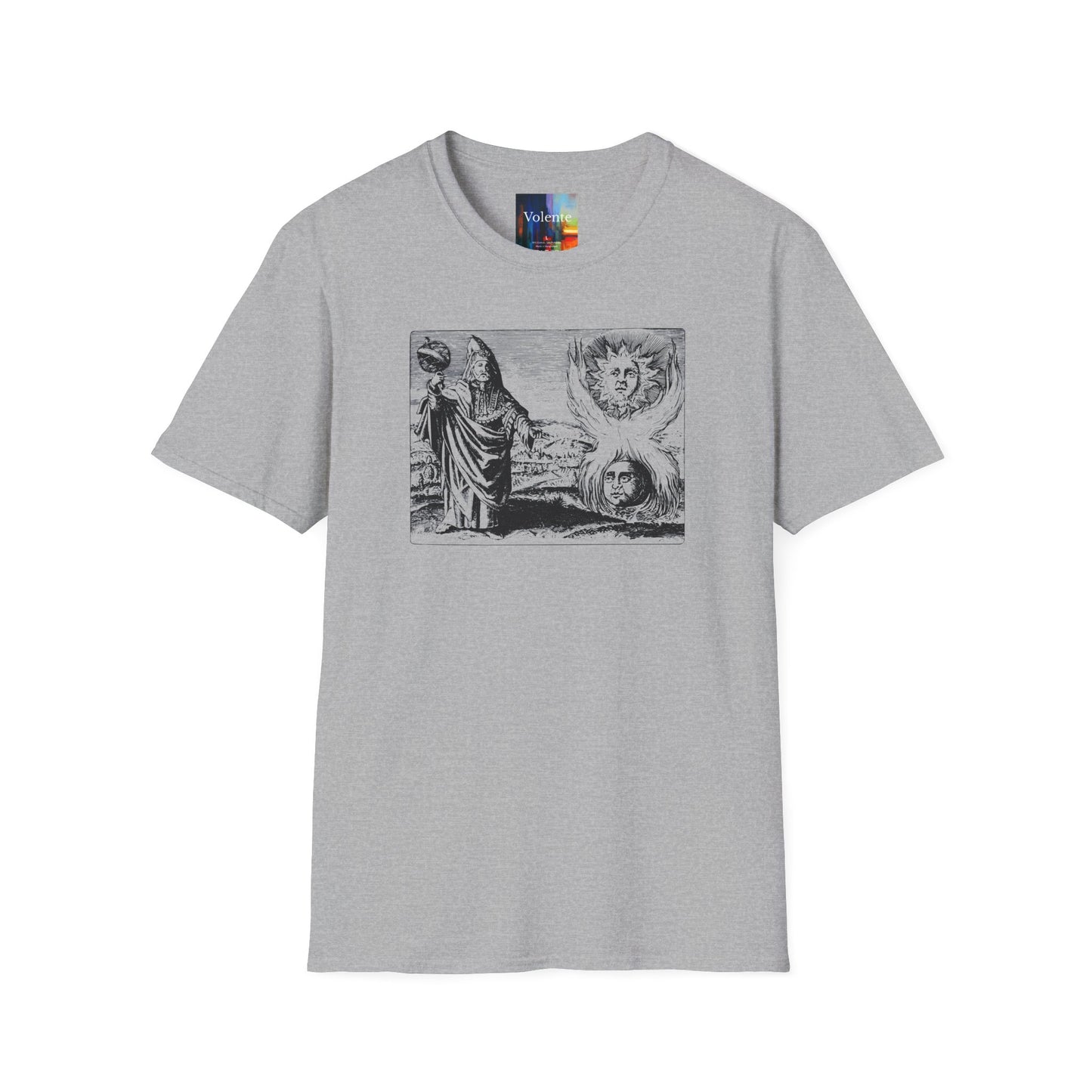 Vintage Alchemy Art Tee — Sun & Moon Esoteric Illustration T-Shirt