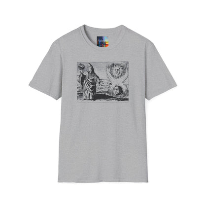 Vintage Alchemy Art Tee — Sun & Moon Esoteric Illustration T-Shirt