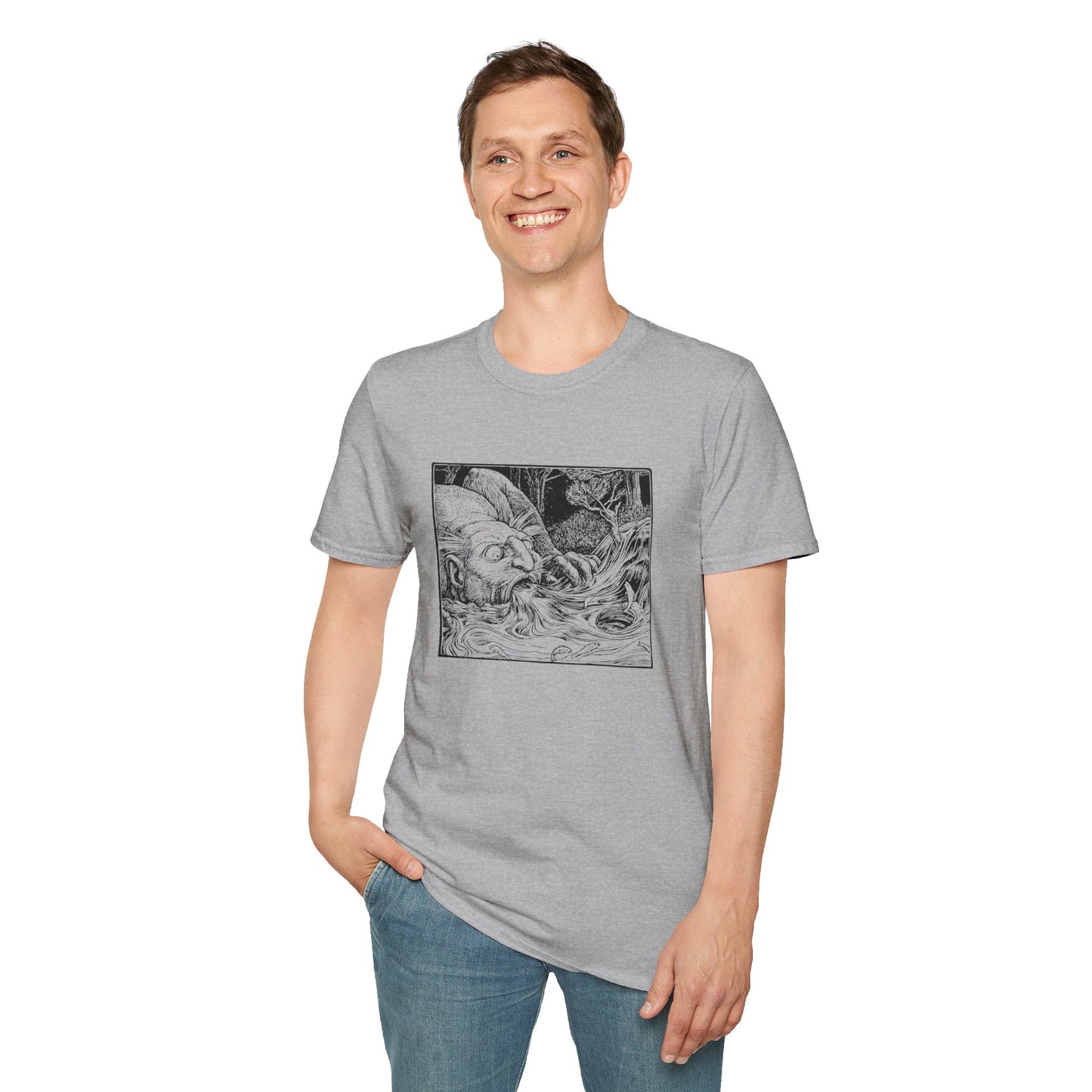 Sketched Sea Serpent T-Shirt — Mythical Monochrome Nautical Graphic Tee