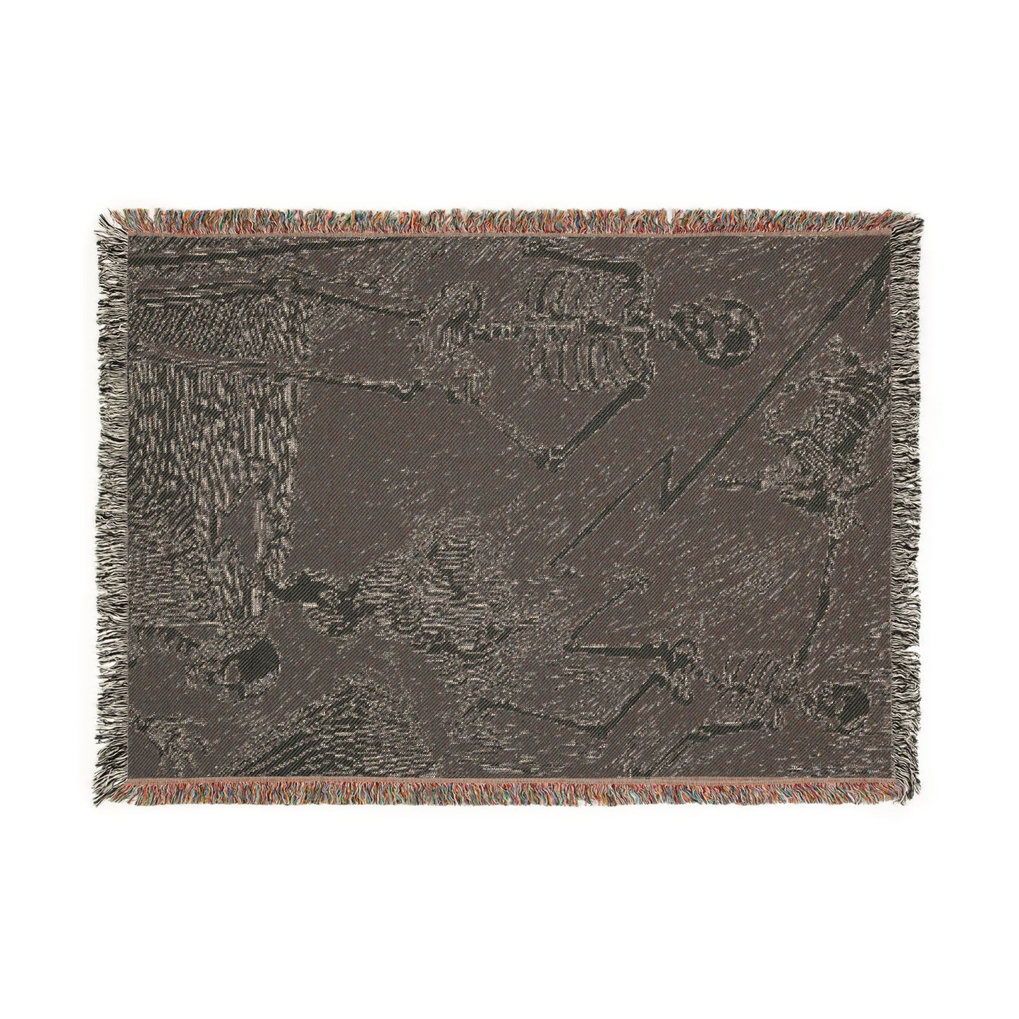 Skeleton Lightning Woven Blanket — Gothic Throw for Living Room or Bedroom