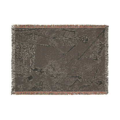 Skeleton Lightning Woven Blanket — Gothic Throw for Living Room or Bedroom
