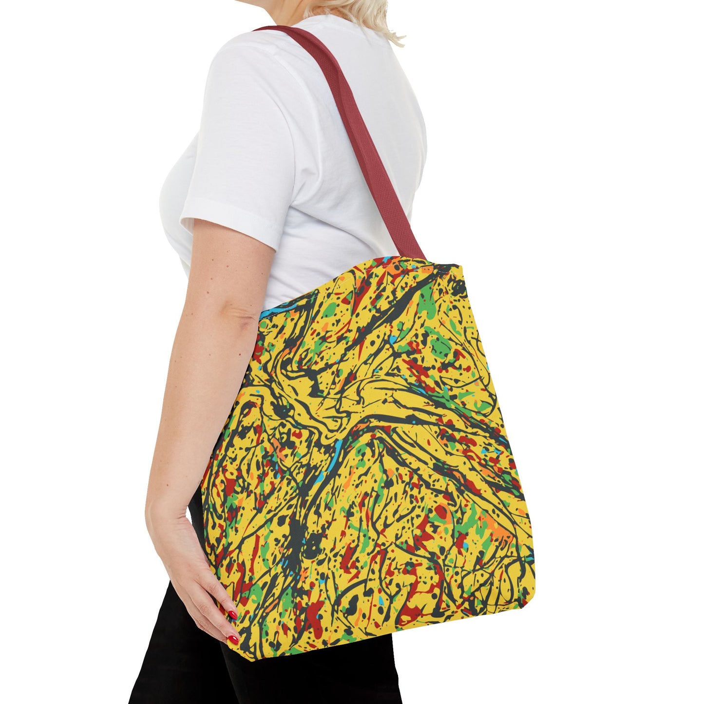 Abstract Yellow Splash Tote Bag — Vibrant Paint-Splatter AOP Tote