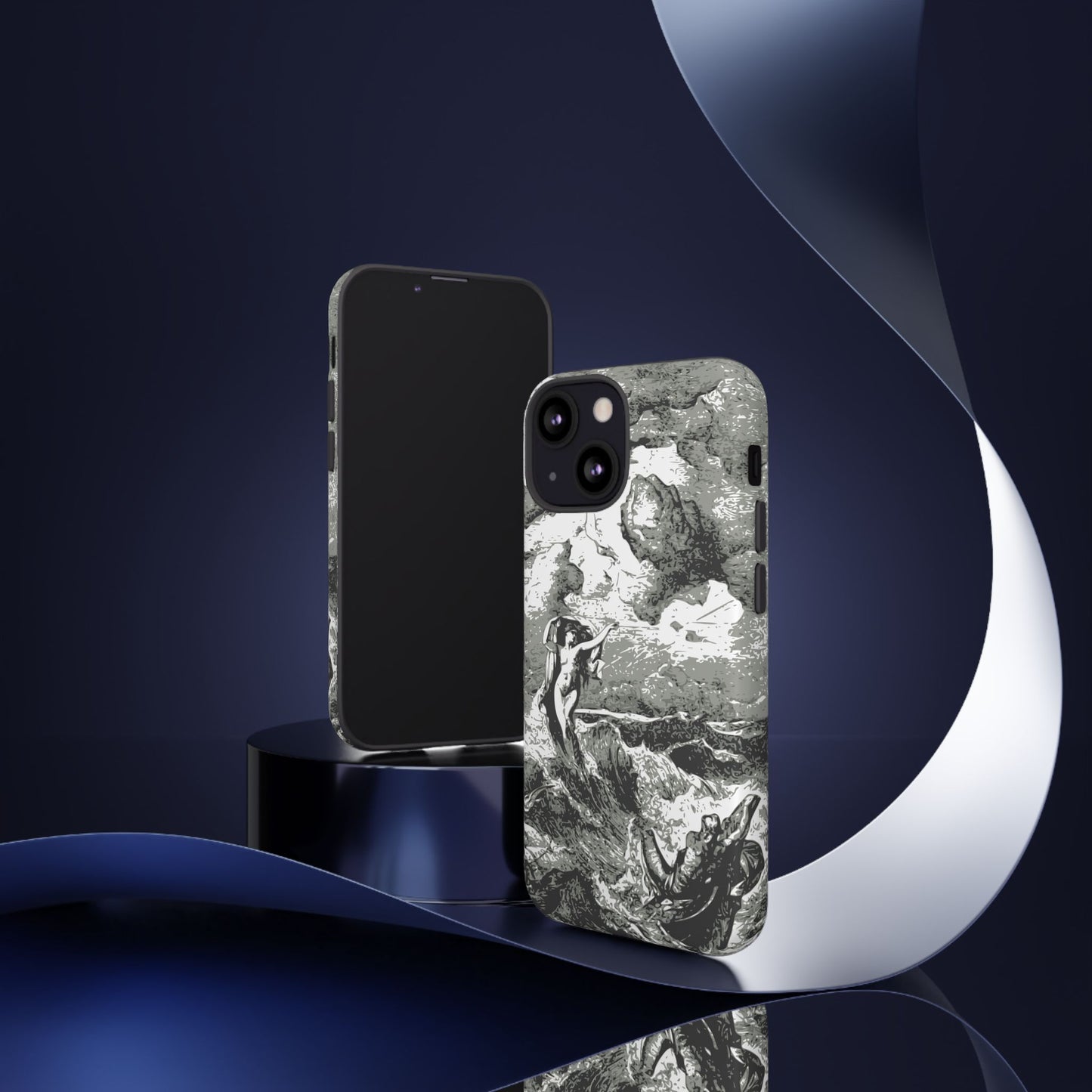 Vintage Ocean Art Phone Case — Mythic Sea Illustration Tough Case