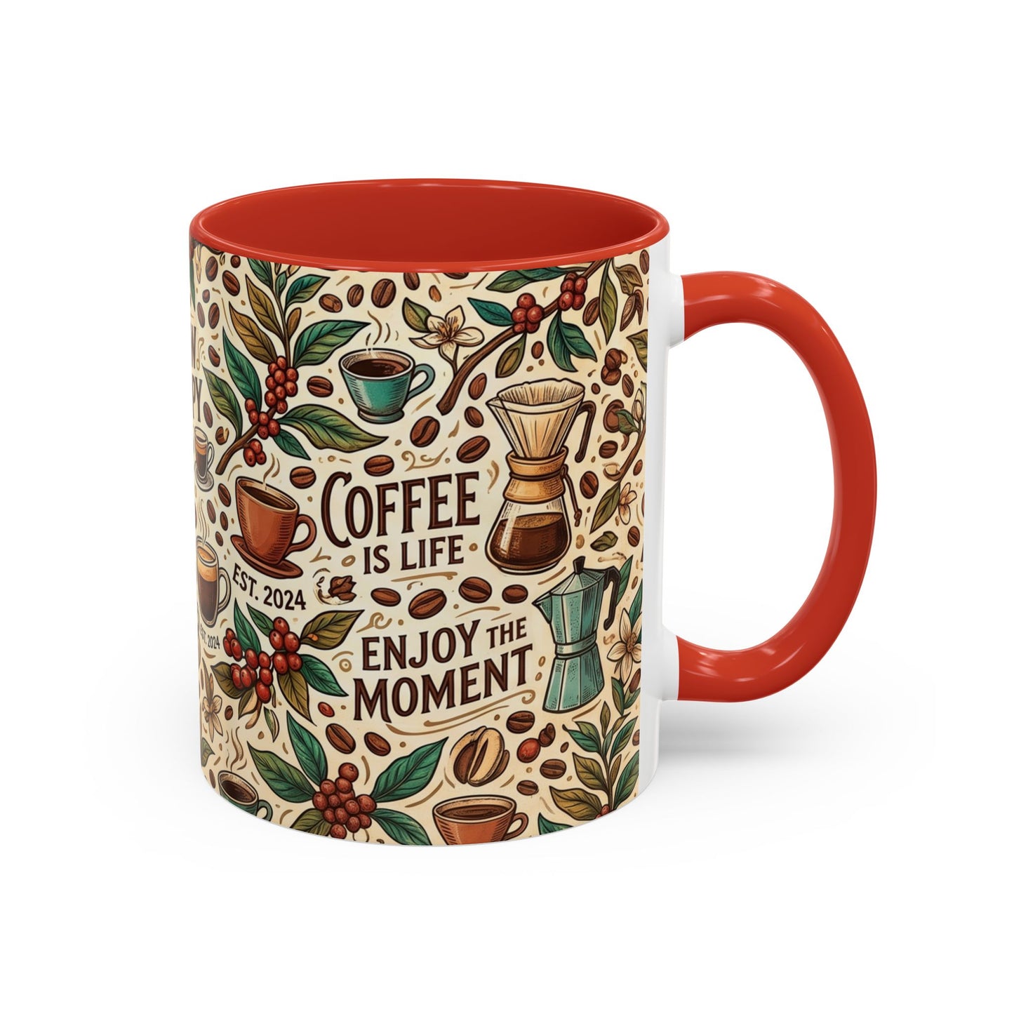 Coffee Mug — "Brew Happy" Ceramic Accent Mug (11/15 oz)