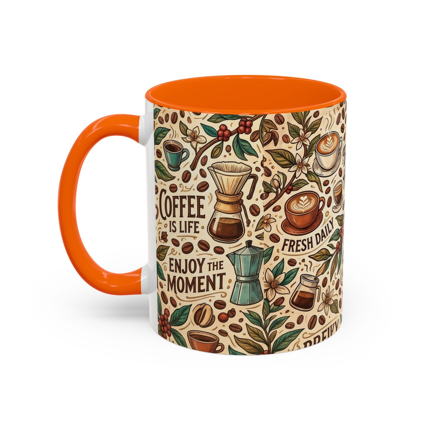 Coffee Mug — "Brew Happy" Ceramic Accent Mug (11/15 oz)