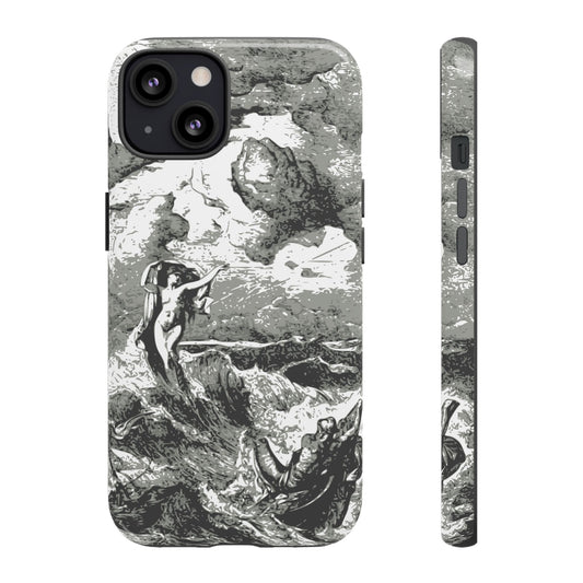 Vintage Ocean Art Phone Case — Mythic Sea Illustration Tough Case