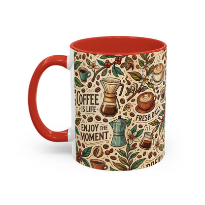 Coffee Mug — "Brew Happy" Ceramic Accent Mug (11/15 oz)