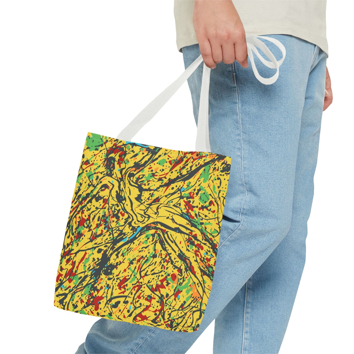 Abstract Yellow Splash Tote Bag — Vibrant Paint-Splatter AOP Tote